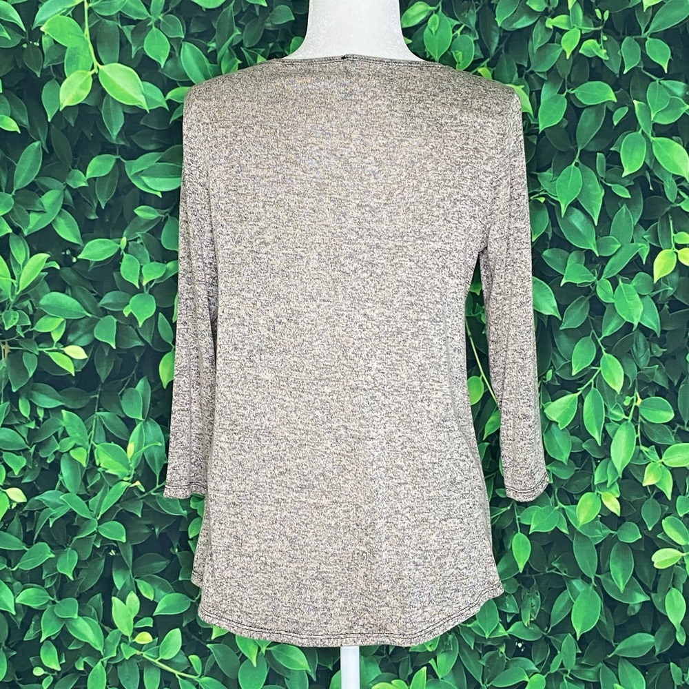 BEADED REINDEER EMBELLISHED TOP WITH 3/4 SLEEVES · SIZE S · NWOT - Picture 4 of 5